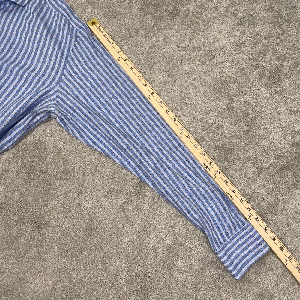 Hugo Boss Dress Shirt Mens 16.5 34/35 Blue Check Sharp Fit Long Sleeve Button Up - Picture 10 of 12